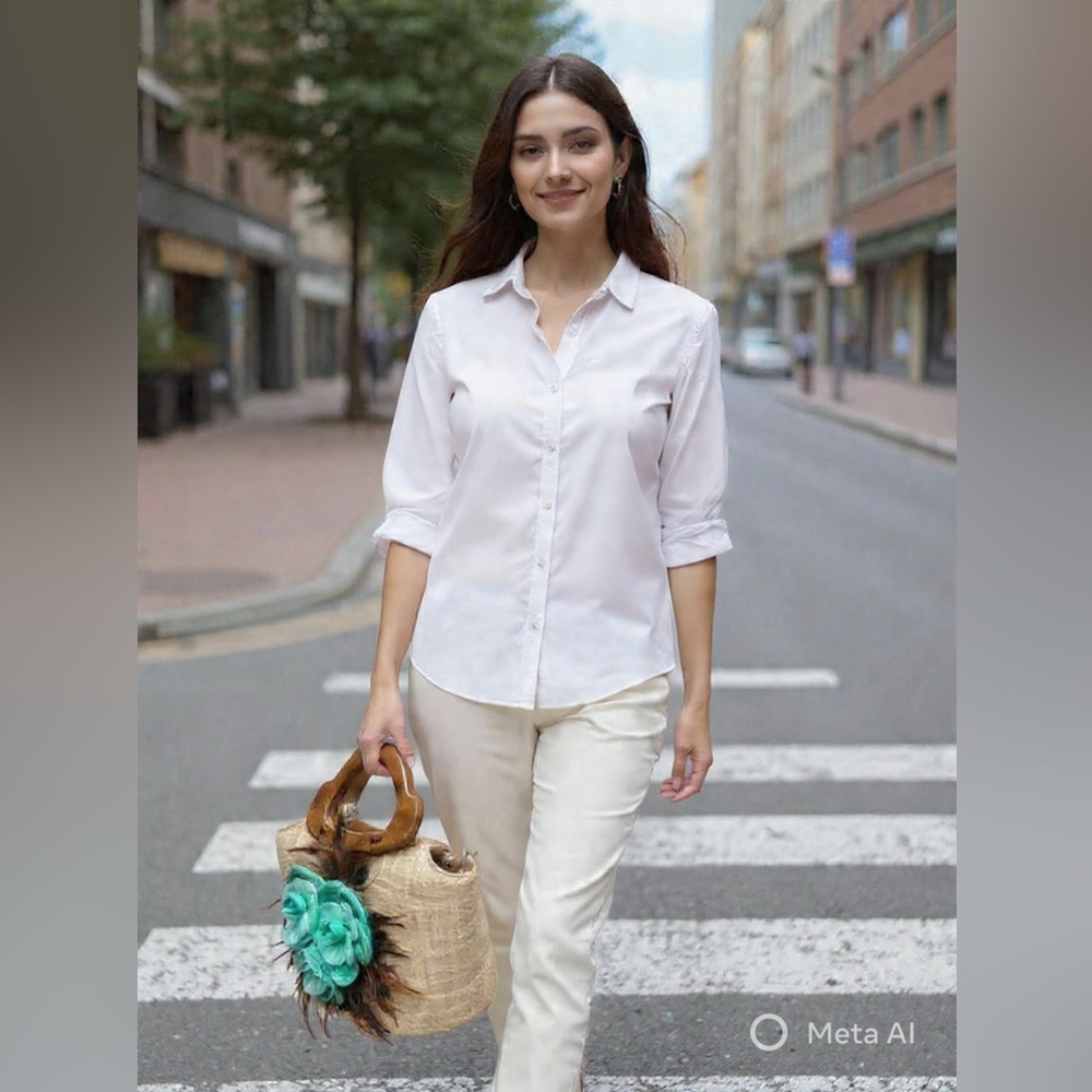 Elegant Tan Handbag with Teal Floral Accent - Picture 2 of 9